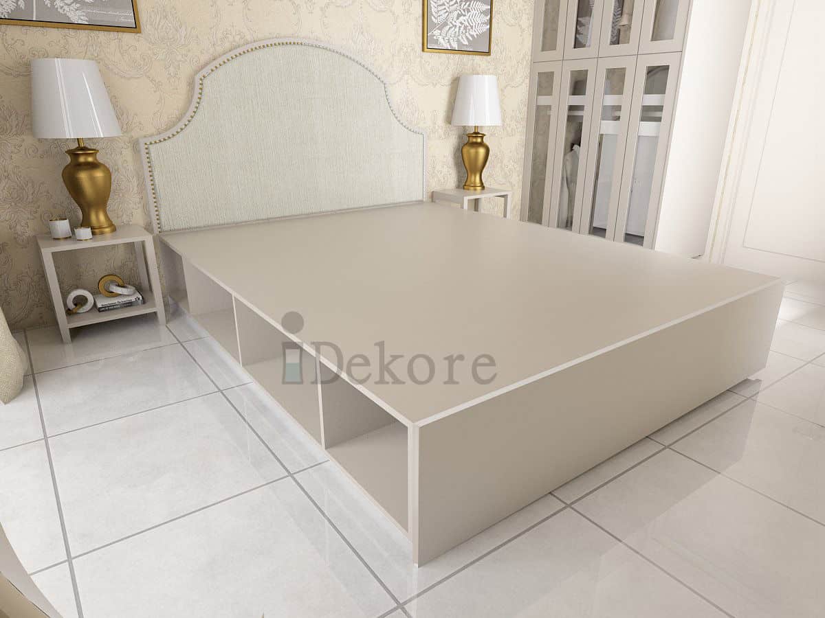 Keira Bed Platform - Taupe - IDekore